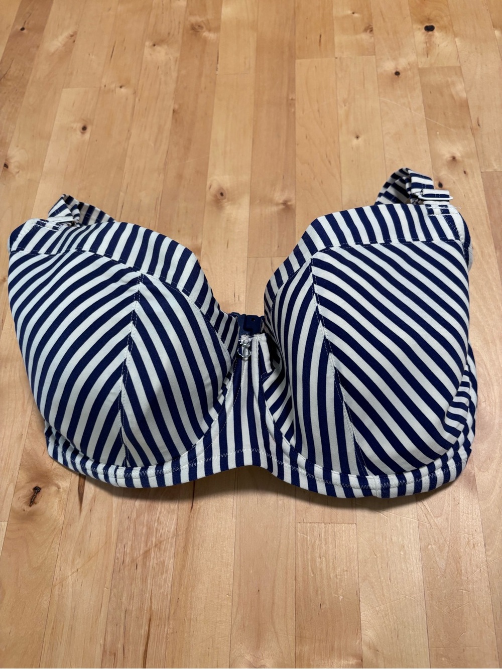 34 I - Nautical Swim Top - Striped Navy and White Bikini Top